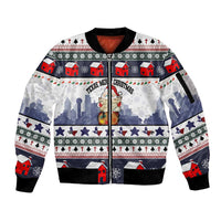 Texas Santa Christmas Sleeve Zip Bomber Jacket Xmas Holiday Patterns - Wonder Print Shop
