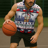 Texas Santa Christmas Sleeveless Zip Hoodie Xmas Holiday Patterns - Wonder Print Shop