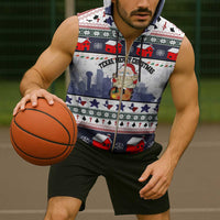 Texas Santa Christmas Sleeveless Zip Hoodie Xmas Holiday Patterns - Wonder Print Shop