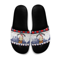 Texas Santa Christmas Slide Sandals Xmas Holiday Patterns - Wonder Print Shop