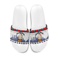 Texas Santa Christmas Slide Sandals Xmas Holiday Patterns - Wonder Print Shop