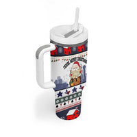 Texas Santa Christmas Tumbler With Handle Xmas Holiday Patterns - Wonder Print Shop