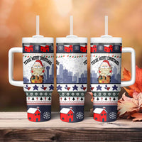 Texas Santa Christmas Tumbler With Handle Xmas Holiday Patterns - Wonder Print Shop