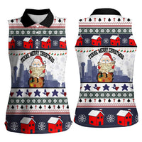 Texas Santa Christmas Women Sleeveless Polo Shirt Xmas Holiday Patterns - Wonder Print Shop