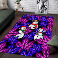 Christmas Snowman Leaves Area Rug Xmas Holiday Patterns - Wonder Print Shop