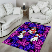 Christmas Snowman Leaves Area Rug Xmas Holiday Patterns - Wonder Print Shop