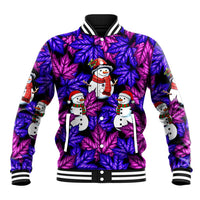 Christmas Snowman Leaves Baseball Jacket Xmas Holiday Patterns - Wonder Print Shop