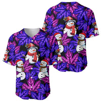 Christmas Snowman Leaves Baseball Jersey Xmas Holiday Patterns - Wonder Print Shop