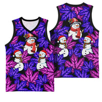 Christmas Snowman Leaves Basketball Jersey Xmas Holiday Patterns - Wonder Print Shop