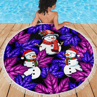 Christmas Snowman Leaves Beach Blanket Xmas Holiday Patterns - Wonder Print Shop