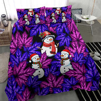 Christmas Snowman Leaves Bedding Set Xmas Holiday Patterns - Wonder Print Shop