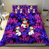Christmas Snowman Leaves Bedding Set Xmas Holiday Patterns - Wonder Print Shop