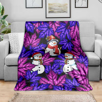 Christmas Snowman Leaves Blanket Xmas Holiday Patterns - Wonder Print Shop