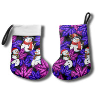 Christmas Snowman Leaves Christmas Stocking Xmas Holiday Patterns - Wonder Print Shop