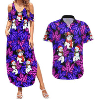 Christmas Snowman Leaves Couples Matching Summer Maxi Dress and Hawaiian Shirt Xmas Holiday Patterns - Wonder Print Shop