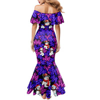 Christmas Snowman Leaves Family Matching Mermaid Dress and Hawaiian Shirt Xmas Holiday Patterns - Wonder Print Shop