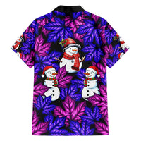 Christmas Snowman Leaves Family Matching Off The Shoulder Long Sleeve Dress and Hawaiian Shirt Xmas Holiday Patterns - Wonder Print Shop