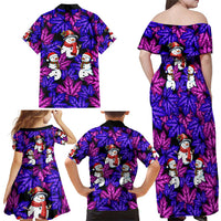 Christmas Snowman Leaves Family Matching Off Shoulder Maxi Dress and Hawaiian Shirt Xmas Holiday Patterns - Wonder Print Shop