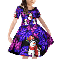 Christmas Snowman Leaves Family Matching Off Shoulder Short Dress and Hawaiian Shirt Xmas Holiday Patterns - Wonder Print Shop
