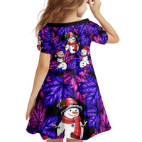 Christmas Snowman Leaves Family Matching Off Shoulder Short Dress and Hawaiian Shirt Xmas Holiday Patterns - Wonder Print Shop