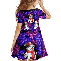 Christmas Snowman Leaves Family Matching Short Sleeve Bodycon Dress and Hawaiian Shirt Xmas Holiday Patterns - Wonder Print Shop