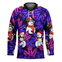 Christmas Snowman Leaves Hockey Jersey Xmas Holiday Patterns - Wonder Print Shop