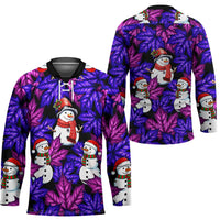 Christmas Snowman Leaves Hockey Jersey Xmas Holiday Patterns - Wonder Print Shop