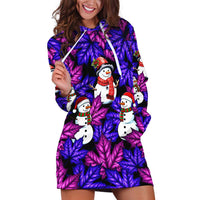 Christmas Snowman Leaves Hoodie Dress Xmas Holiday Patterns - Wonder Print Shop