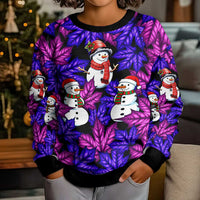 Christmas Snowman Leaves Kid Ugly Christmas Sweater Xmas Holiday Patterns - Wonder Print Shop