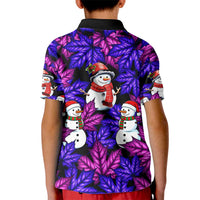 Christmas Snowman Leaves Kid Polo Shirt Xmas Holiday Patterns - undefined