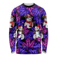 Christmas Snowman Leaves Long Sleeve Shirt Xmas Holiday Patterns - Wonder Print Shop