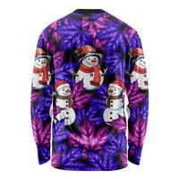 Christmas Snowman Leaves Long Sleeve Shirt Xmas Holiday Patterns - Wonder Print Shop
