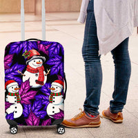 Christmas Snowman Leaves Luggage Cover Xmas Holiday Patterns - Wonder Print Shop