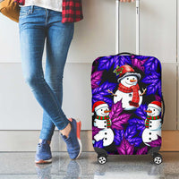 Christmas Snowman Leaves Luggage Cover Xmas Holiday Patterns - Wonder Print Shop