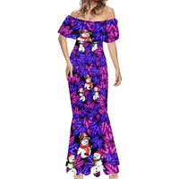 Christmas Snowman Leaves Mermaid Dress Xmas Holiday Patterns - Wonder Print Shop