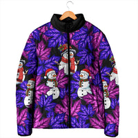 Christmas Snowman Leaves Padded Jacket Xmas Holiday Patterns - Wonder Print Shop