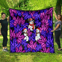 Christmas Snowman Leaves Quilt Xmas Holiday Patterns - Wonder Print Shop