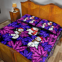 Christmas Snowman Leaves Quilt Bed Set Xmas Holiday Patterns - Wonder Print Shop