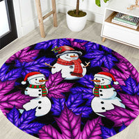Christmas Snowman Leaves Round Carpet Xmas Holiday Patterns - Wonder Print Shop