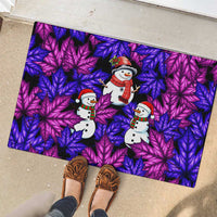 Christmas Snowman Leaves Rubber Doormat Xmas Holiday Patterns - Wonder Print Shop