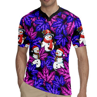 Christmas Snowman Leaves Rugby Jersey Xmas Holiday Patterns - Wonder Print Shop