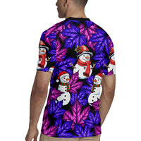 Christmas Snowman Leaves Rugby Jersey Xmas Holiday Patterns - Wonder Print Shop