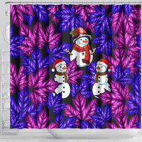 Christmas Snowman Leaves Shower Curtain Xmas Holiday Patterns - Wonder Print Shop
