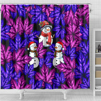 Christmas Snowman Leaves Shower Curtain Xmas Holiday Patterns - Wonder Print Shop