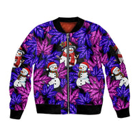 Christmas Snowman Leaves Sleeve Zip Bomber Jacket Xmas Holiday Patterns - Wonder Print Shop