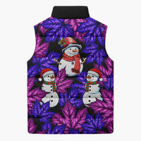 Christmas Snowman Leaves Sleeveless Puffer Jacket Xmas Holiday Patterns - Wonder Print Shop