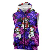 Christmas Snowman Leaves Sleeveless Zip Hoodie Xmas Holiday Patterns - Wonder Print Shop