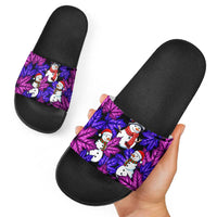 Christmas Snowman Leaves Slide Sandals Xmas Holiday Patterns - Wonder Print Shop