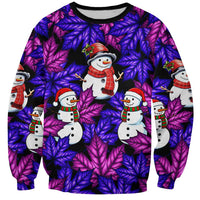 Christmas Snowman Leaves Sweatshirt Xmas Holiday Patterns - Wonder Print Shop