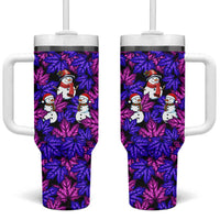 Christmas Snowman Leaves Tumbler With Handle Xmas Holiday Patterns - Wonder Print Shop